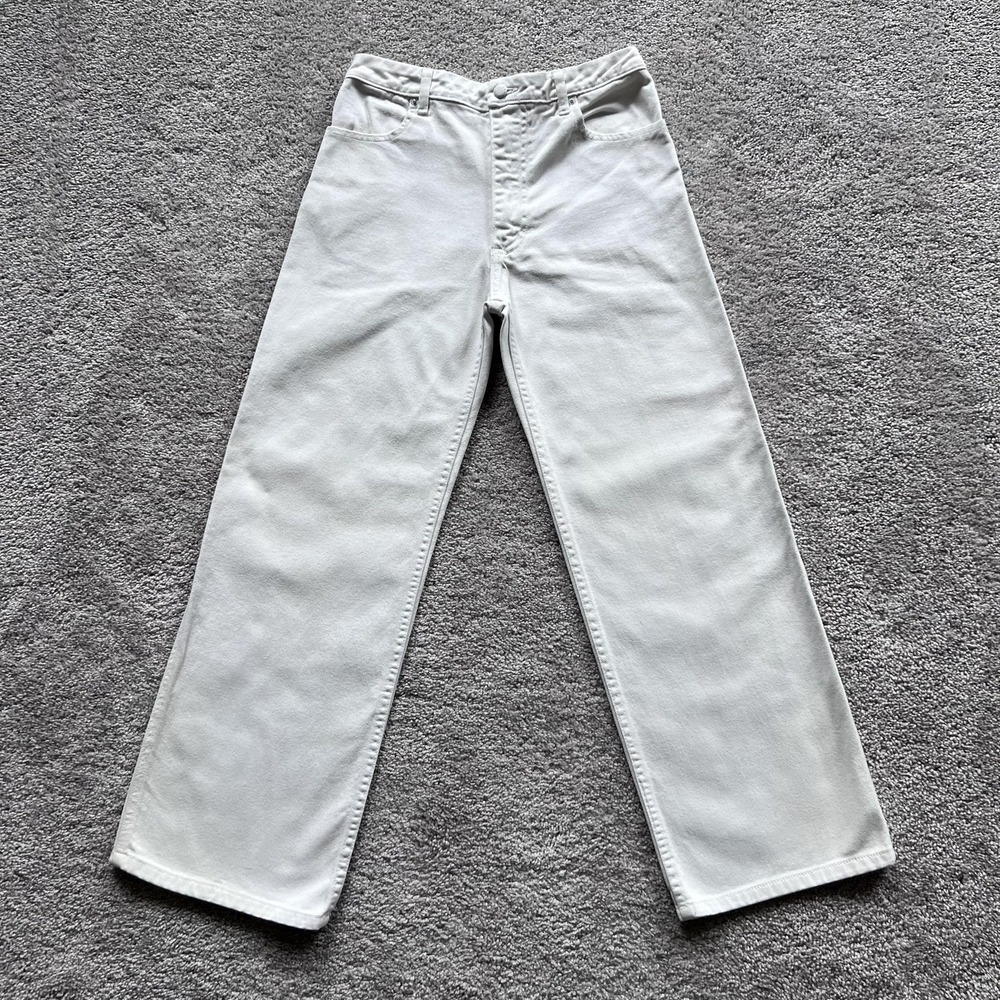 Eckhaus Latta Wide Leg High Rise Jeans Womens 28‎ White Denim Made USA